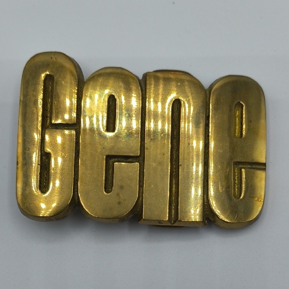 Vintage Solid Brass Gene Belt Buckle 1978 Baron Buckle - Picture 1 of 4